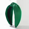 Emerald green wide knotted headband for women featuring premium textured fabric - Solid Green