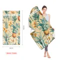 Large quick-dry microfiber beach towel with tropical pineapple and palm leaf print 160x80cm - Hawaii Pineapple Leaf (STJ202331) (Single-Sided Print) / 160x80cm