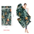 Quick-dry microfiber beach towel with tropical pineapple pattern and Hawaii text, 80x160cm - Tropical Pineapple Palm (STJ202332) (Single-Sided Print) / 160x80cm