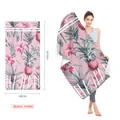 Microfiber beach towel with pink tropical pineapple print and Hawaii lettering - Pink Pineapple Floral (STJ202334) (Single-Sided Print) / 160x80cm