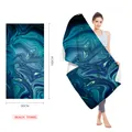 Microfiber beach towel featuring a blue marble fluid art pattern, 80x160cm SKU variant - Blue-Green Fluid Marble (STJ202341) (Single-Sided Print) / 160x80cm