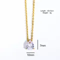 Elegante collana con pendente in zircone a goccia dorato 10x7mm e catena 40+5cm - goccia