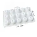 Large white 15-cavity silicone mousse cake mold for DIY baking, size 26.5cm by 16.3cm - 15-Cavity Apple
