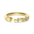 Elegante anello aperto in argento 925 placcato oro a forma di cuore con micro zirconi - Aperto Regolabile / Argento 925 / Oro
