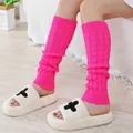 Vibrant hot pink thick cable knit leg warmers for women winter fashion accessory - One Size / Rose Red
