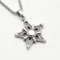 Men's vintage silver star pendant necklace featuring a durable stainless steel box chain - Star + Stainless Steel Chain