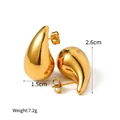 Elegant chunky 18K gold plated teardrop stud earrings for women with detailed size labels - Mirror Polished Teardrop Medium (SE2401133G16)