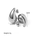 Polished silver-tone chubby waterdrop stud earrings showing size and weight specs - Mirror Polished Teardrop Small (SE2401133S12)
