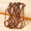 4mm iridescent electroplated triangle crystal beads for DIY jewelry making and crafts. - 4mm (120-125 Pcs) / Red Multicolor