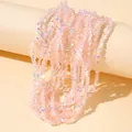 4mm pink triangular crystal glass beads with iridescent AB coating for DIY jewelry making - 4mm (120-125 Pcs) / Pink New AB