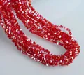 Faceted 4mm red triangular electroplated crystal beads for DIY jewelry making strands - 4mm (120-125 Pcs) / AB Red