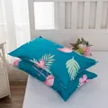 Modern teal pillowcases featuring pink flamingo and tropical leaf pattern pair set - Flamingo
