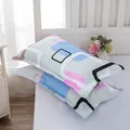 Pair of modern minimalist pillowcases featuring light blue and pink geometric patterns - Stylish Gray