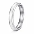 Minimalist silver stainless steel couple wedding ring with polished edges and matte center - 4mm-white / Size 7