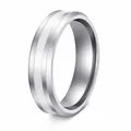 Minimalist silver stainless steel couple ring with grooved design for men and women - 6mm-white / Size 7