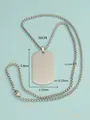 Titanium steel dog tag necklace for men with engraved size dimensions in silver finish. - Steel Color (MP458)