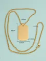 Gold titanium steel dog tag pendant necklace with 50cm box chain for men. - Gold (MP458)
