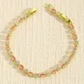 Dettaglio elegante bracciale placcato oro con pietre marquise rosa e bianche - Oro Bianco e Rosa Zirconia
