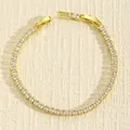 Elegante bracciale tennis dorato con cristalli rettangolari chiari gioielli donna - Oro Bianco Zircone