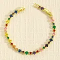 Elegante bracciale placcato in oro con gemme quadrate multicolori per le donne - Oro Zirconia Multicolore