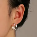 Eleganti orecchini a perno geometrici irregolari in argento per donne in stile INS - Stile Rettangolare Geometrico (WG-0534) / Argento