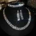 Set di gioielli vintage in argento con zirconi ovali e strass scintillanti - Collana Bracciale Orecchini / Azzurro
