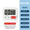 White digital kitchen timer with large LCD display and strong magnetic back, white color - 7044 Loop Model / White