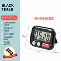 Digital kitchen timer with magnetic back and large LCD display in black finish - 7044 Loop Model / Black