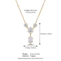 Gold-plated copper necklace featuring oval and round zircon pendants with measurements - Gold Crystal Necklace