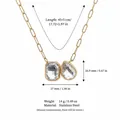 Minimalist stainless steel necklace with oval and teardrop zircon pendants, gold plated finish. - Double Zirconia Paperclip Necklace