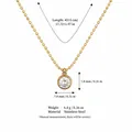 Gold-plated stainless steel necklace with round cubic zirconia pendant measurement. - Round Zirconia Round Bead Necklace