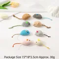 Set of 8 colorful plush mouse cat toys in various fabrics and colors for indoor pet play - One Each of Mice No. 1-8