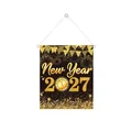 2027 New Year party decoration hanging banner with black and gold glitter theme - New Year Door Hanging (L-00475-2) / Black Gold