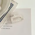 Vintage French pearly white acetate hair claw clip featuring France Handmade engraving - Aurora White