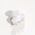 Elegant pearlescent white acetate hair claw clip for French retro styling - White Iridescent
