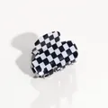 French retro acetate hair claw clip featuring a black and white checkered pattern - Black And White Checkerboard