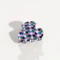 Retro colorful checkered acetate hair claw clip with a French minimalist design. - Purple Green Plaid