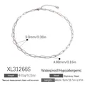 Silver stainless steel paperclip chain necklace, waterproof and hypoallergenic, 40+5cm length - Silver Stainless Steel Necklace (XL31266S)