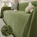 Elegante copridivano in ciniglia verde con motivo a spina di pesce e trama premium - Fazzoletto Con Motivo A Spina Di Pesce - Verde / 180*130