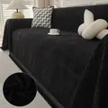 Housse de canapé noire en chenille à chevrons avec des détails de franges élégants - Noir