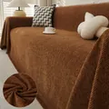 Copridivano in ciniglia marrone a spina di pesce con frange per arredamento - Asciugamano Con Motivo A Spina Di Pesce - Cioccolato / 180*150