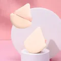 Professional soft peach teardrop shaped flocked makeup puff for smooth powder application - OPP Bag Packaging / Nude