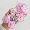 Set of cute pink floral hair ties for children with high elasticity for little girls - Pink Flower Style (0724-1)