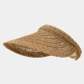 Stylish hand-woven straw sun visor with open top for summer sun protection. - One Size / Open Top Khaki
