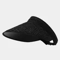 Classic black woven straw sun visor hat with empty top for summer ponytail use - One Size / Open Top Black