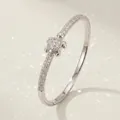 Elegante bracciale rigido a tartaruga in argento con pietre di zircone per donna - Bracciale con Chiusura a Tartaruga Argento (BS-J5661S)