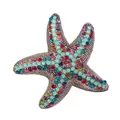 Detail view of a colorful rhinestone starfish brooch for women's fashion accessory. - Rhinestone Starfish Jelly Green