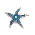 Close-up of blue and clear rhinestone starfish brooch with intricate metal details. - Blue Diamond-encrusted Starfish Size: 5.3*5.7cm Weight: 18 Grams.