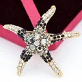 Detailed macro view of a vintage gold starfish brooch with sparkling rhinestones. - Dark Style Rhinestone Starfish