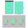 Luminous Halloween ghost stickers, 2-sheet set with detailed size and measurement callouts - BQ774 Luminous Ghost (Static)